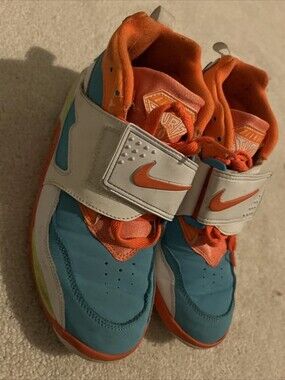 Boy's NIKE Diamond Turf Turquoise/White/Lime Green/Orange 407912-487, Size 7y